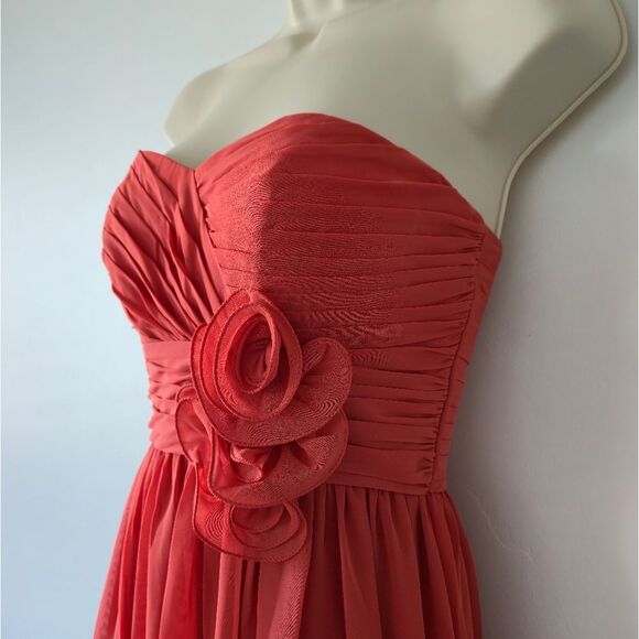 Bari Jay Strapless Coctail Maxi Dress Coral - Picture 4 of 8